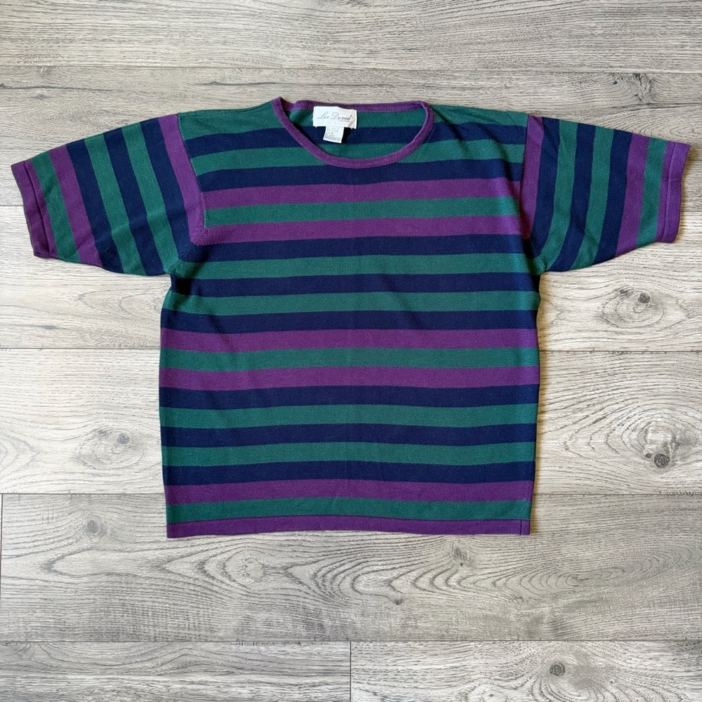 Vintage Lee David Collection Striped Knit Top - Size Medium